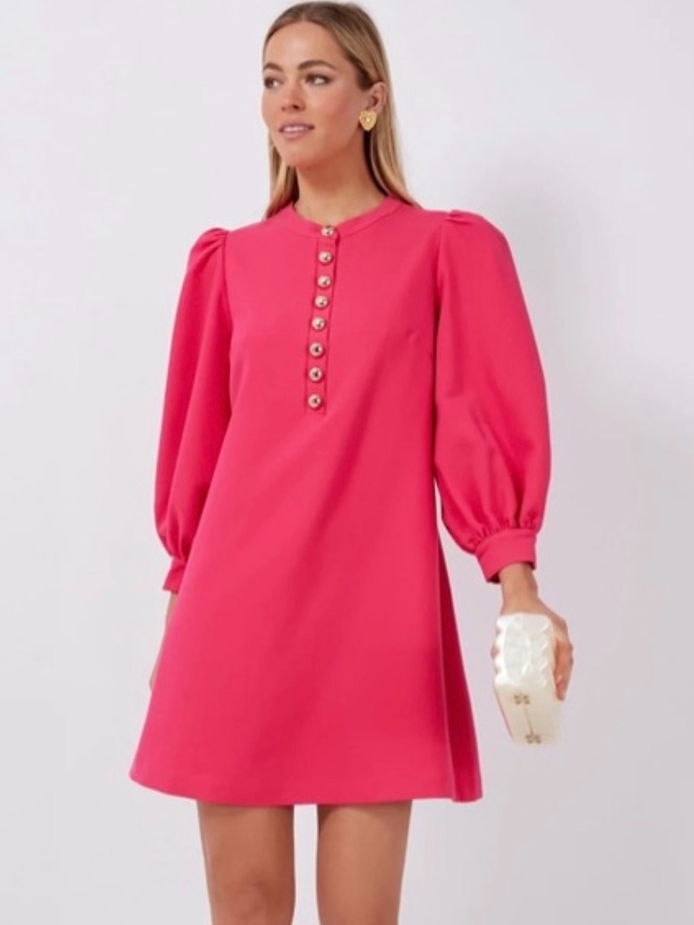 Pomander Place | NEW Samantha Puff Sleeve Mini Dress in Cerise Pink Size S